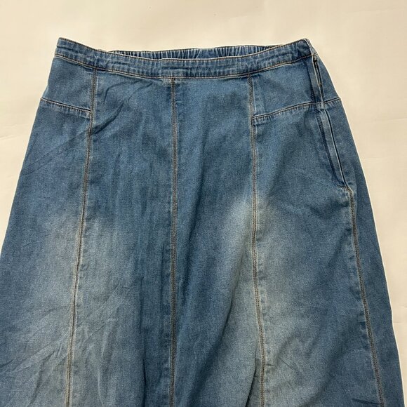 Soft Surroundings Denim Skirt Womens sz Medium Tall Blue Jean Maxi Western 43636 - Picture 4 of 14